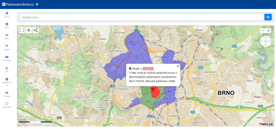 Strefa parkowania A w Brnie