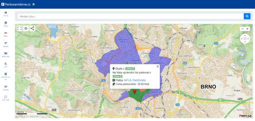 Strefa parkowania B w Brnie