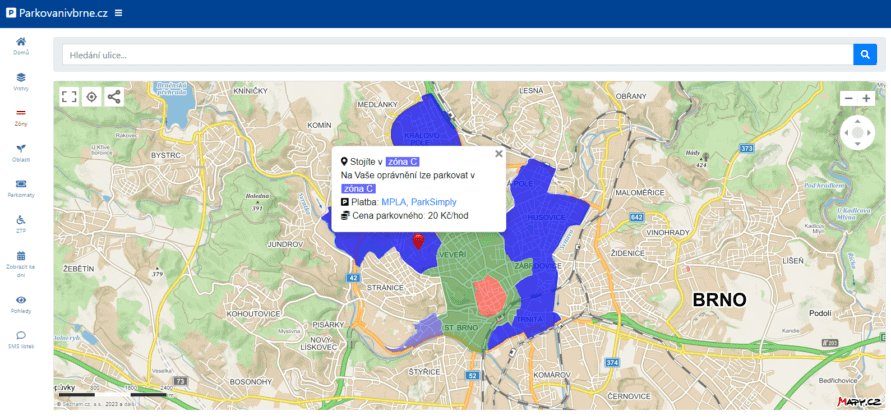 Strefa parkowania C w Brnie